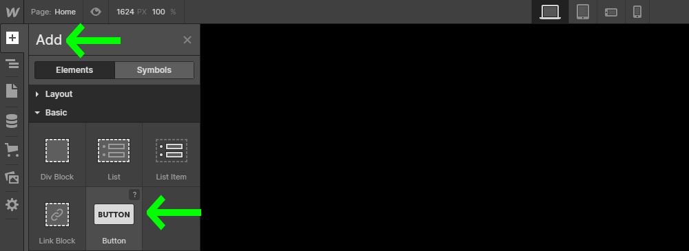 Adding buttons in Webflow
