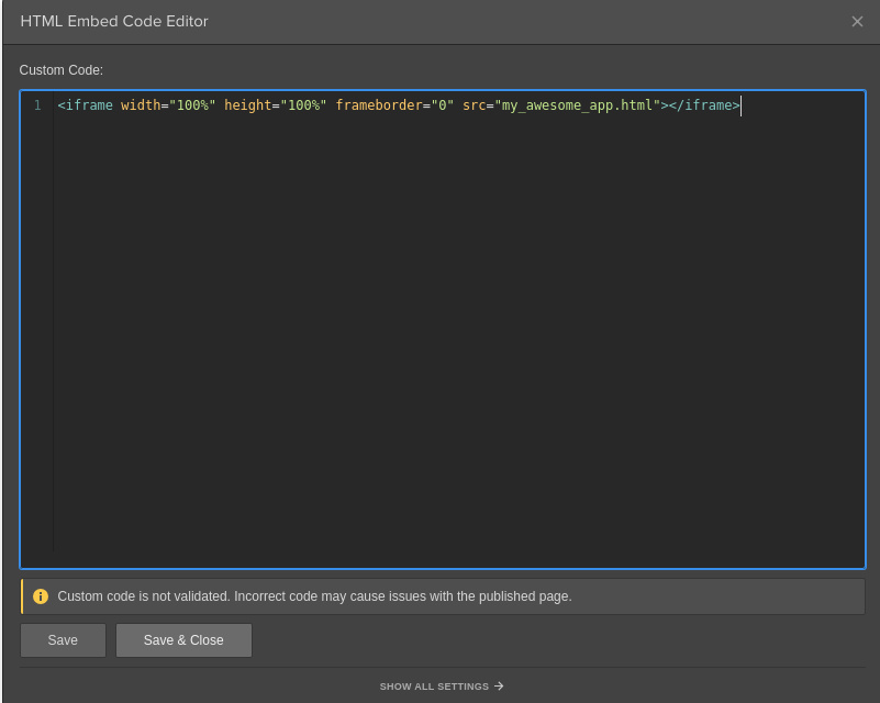 Adding iframe element in Webflow