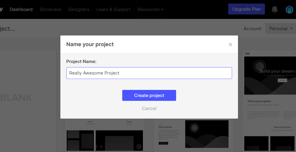 Creating new project in Webflow