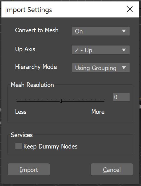 SolidWorks-to-Max import dialog