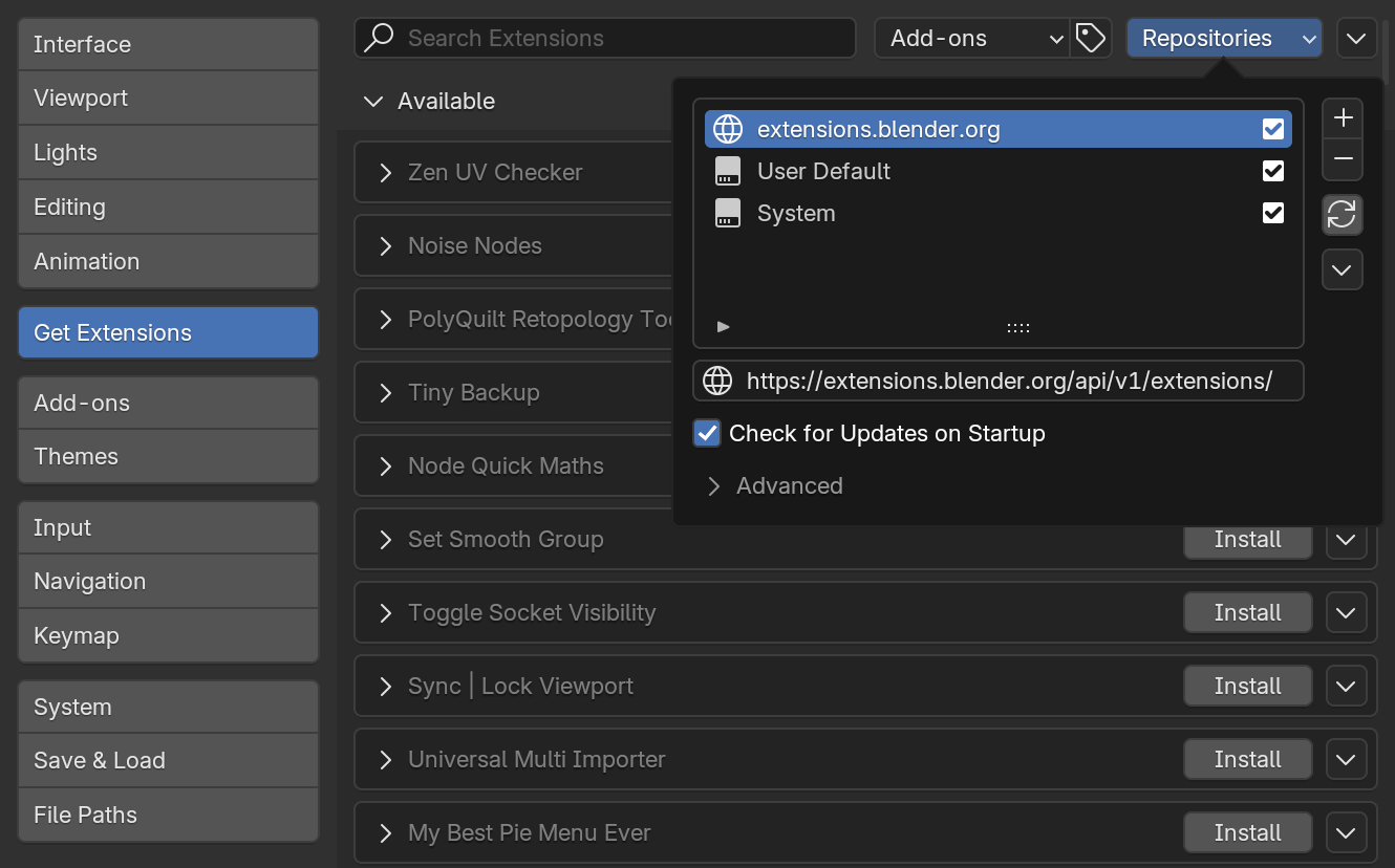Repositories in Blender