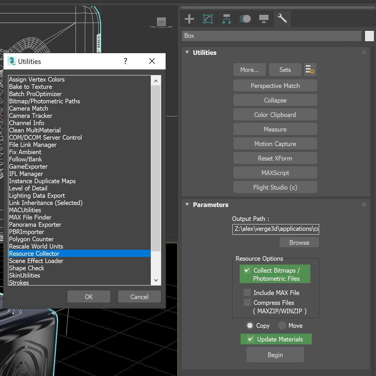 Using 3ds Max Resource Collector