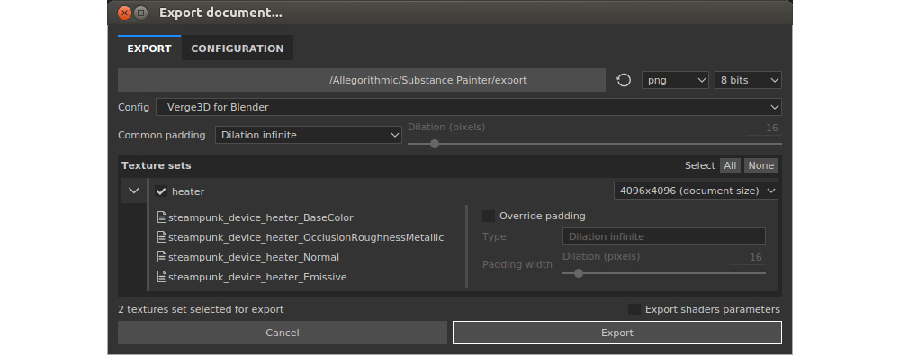 Export material from Substance Painter