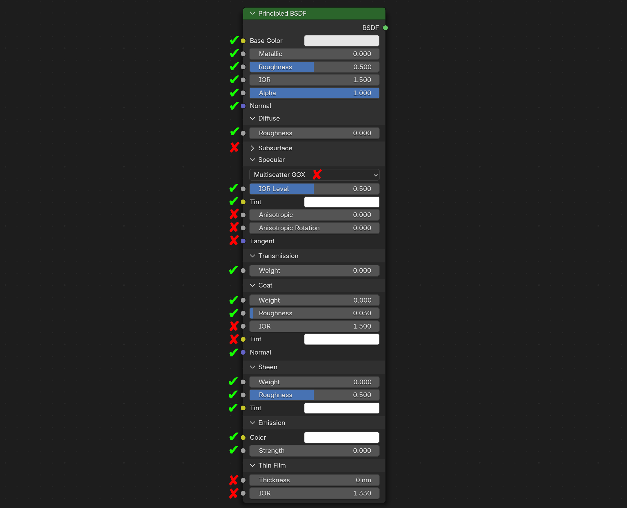 Blender Principled BSDF node
