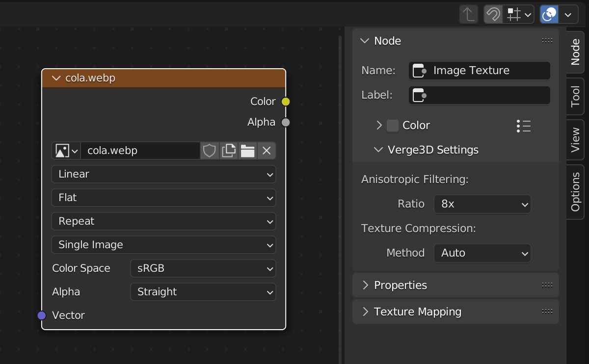 WebP texture with custom Blender settings
