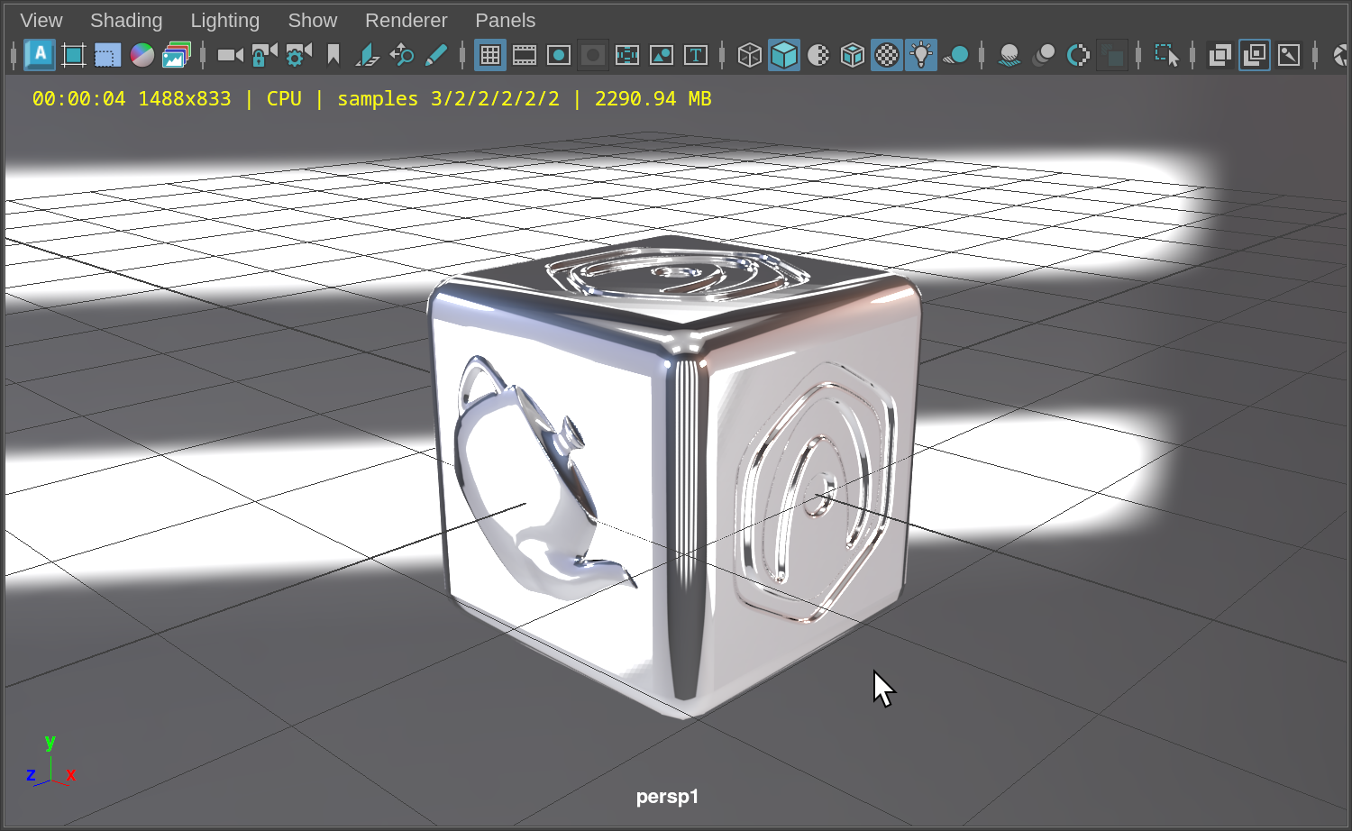 Arnold render result in Maya viewport