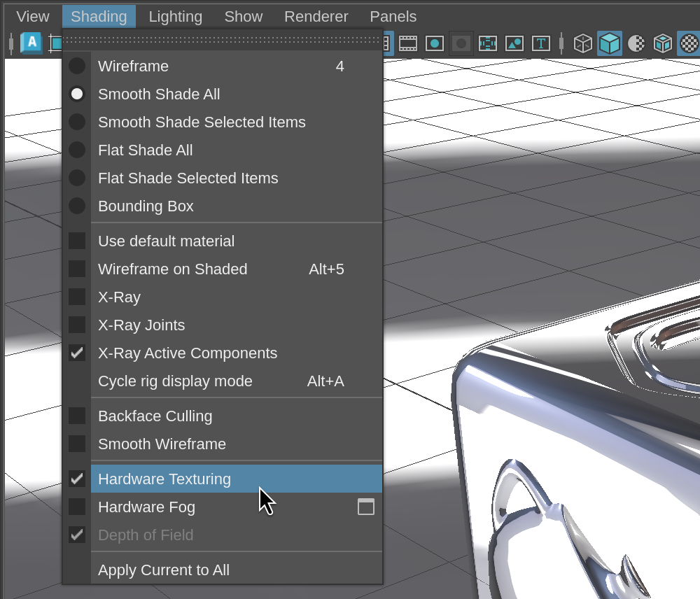 Enable hardware texturing in Maya viewport