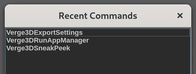 Autodesk Maya recent commands for Verge3D operators